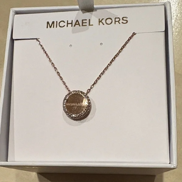 Michael Kors Rose Gold Circle Necklace - Picture 1 of 7